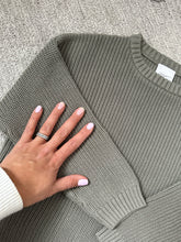 Load image into Gallery viewer, Sage green sweater closeup warmth
