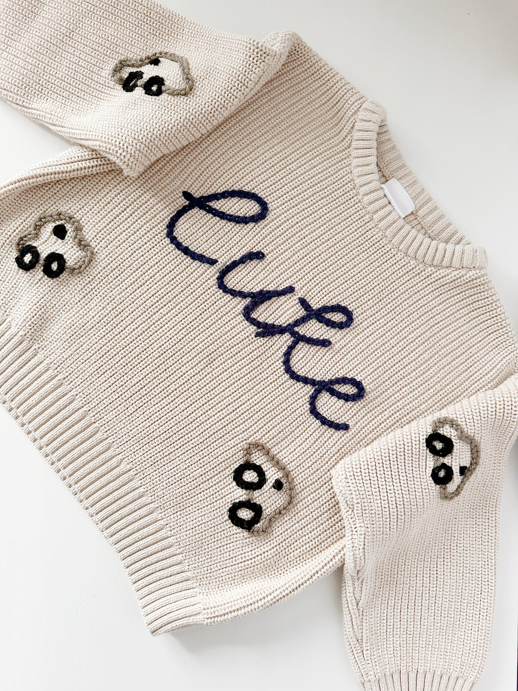 luke in navy, cars in taupe & black.